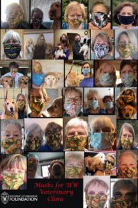 poster showing grid of photos with people wearing dog themed face masks