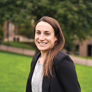 Young women in blue blazer
