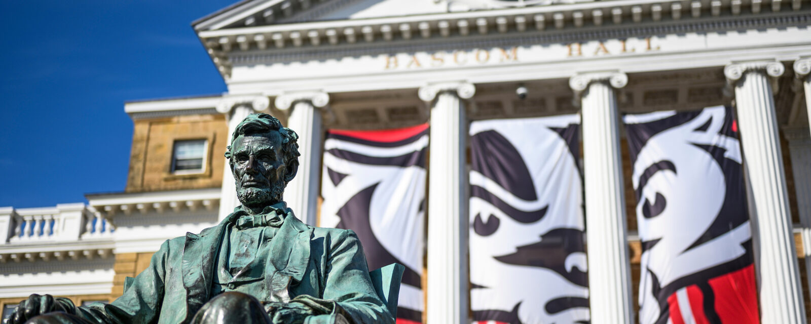 Abraham Lincoln statue in front of Bascom Hall