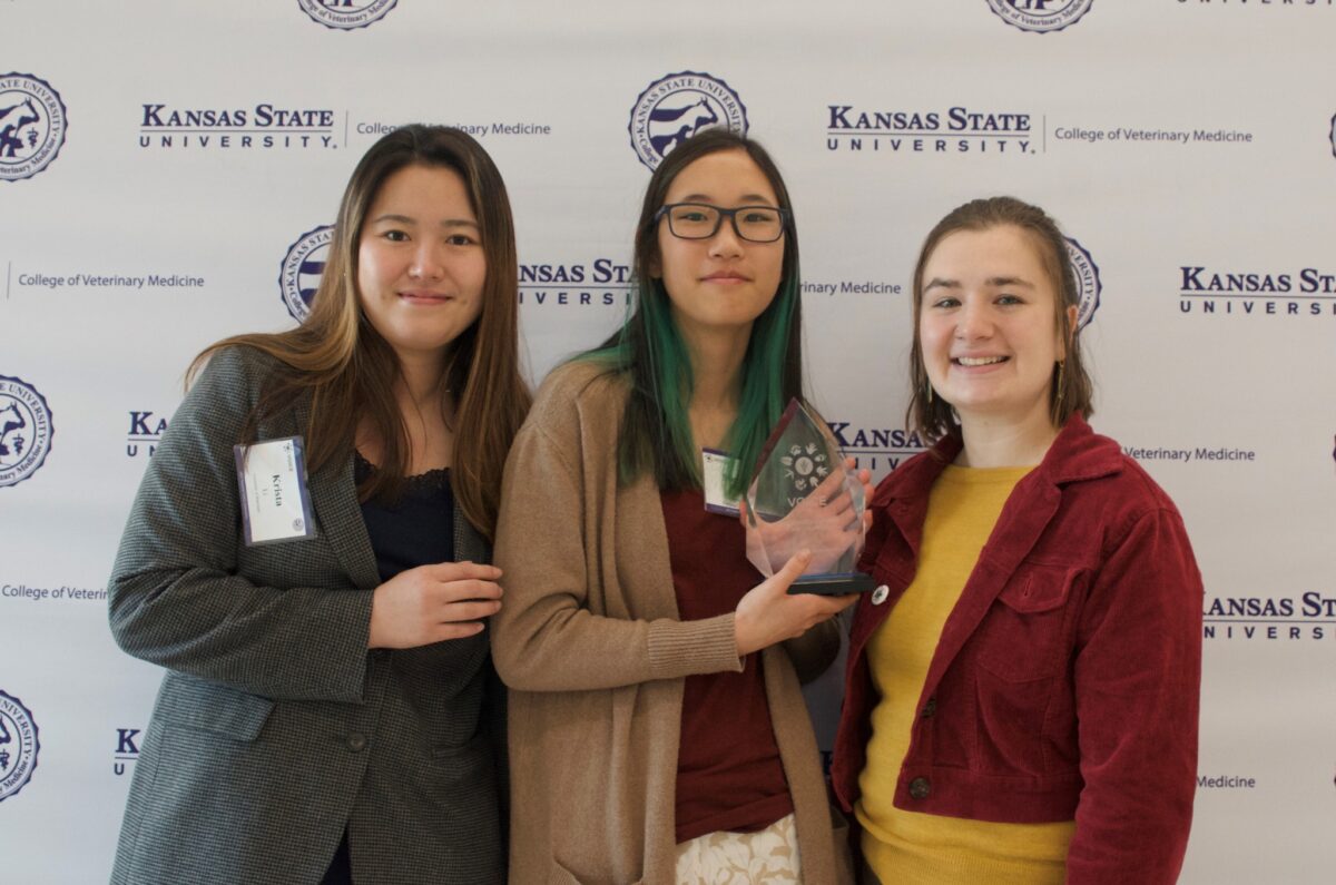 UW VOICE Executive board members Krista Li, Stephanie Yopp and Allie Hoerth with the 2022-23 VOICE National Programming Excellence Award